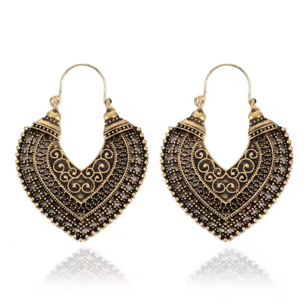 Vintage Boho Floral Hoop Earrings Hollow Statement Party Jewelry